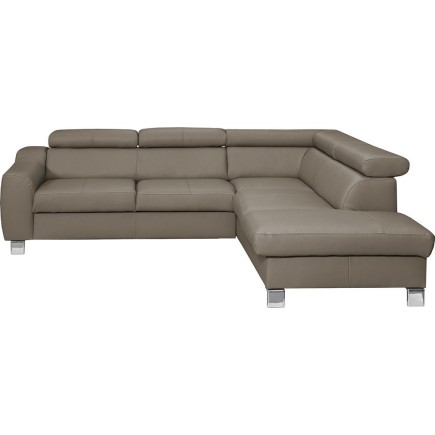 Canapé d'angle en cuir italien de luxe 5 places ASTERO, taupe, angle droit