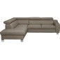 - Canapé d'angle en cuir italien de luxe 5 places ASTERO, taupe, angle gauche - Canapé d'angle en cuir italien de luxe 5 places ASTERO, taupe, angle gauche