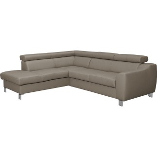 - Canapé d'angle en cuir italien de luxe 5 places ASTERO, taupe, angle gauche