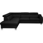 - Canapé d'angle en cuir italien de luxe 5 places ASTERO, noir, angle gauche - Canapé d'angle en cuir italien de luxe 5 places ASTERO, noir, angle gauche