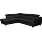 - Canapé d'angle en cuir italien de luxe 5 places ASTERO, noir, angle gauche - Canapé d'angle en cuir italien de luxe 5 places ASTERO, noir, angle gauche