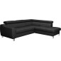 Canapé d'angle en cuir italien de luxe 5 places ASTERO, noir, angle droit Canapé d'angle en cuir italien de luxe 5 places ASTERO, noir, angle droit