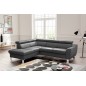 Canapé d'angle en cuir italien de luxe 5 places ASTERO, gris foncé, angle gauche Canapé d'angle en cuir italien de luxe 5 places ASTERO, gris foncé, angle gauche