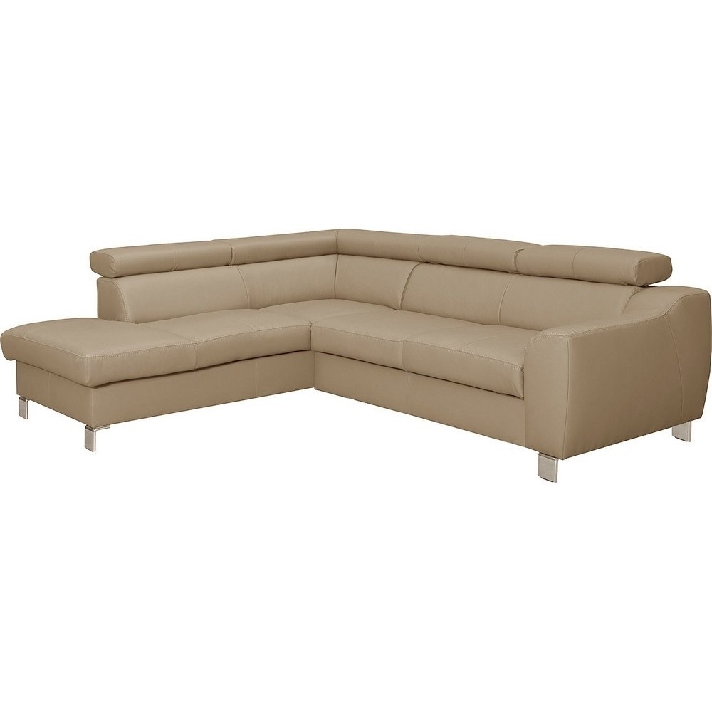 Canapé d'angle en cuir italien de luxe 5 places ASTERO, beige, angle gauche Canapé d'angle en cuir italien de luxe 5 places ASTERO, beige, angle gauche