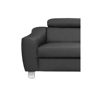Canapé d'angle en cuir italien de luxe 5 places ASTERO, gris foncé, angle droit