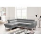 Canapé d'angle en cuir italien de luxe 5 places ASTERO, gris clair, angle gauche Canapé d'angle en cuir italien de luxe 5 places ASTERO, gris clair, angle gauche