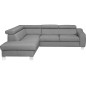 Canapé d'angle en cuir italien de luxe 5 places ASTERO, gris clair, angle gauche Canapé d'angle en cuir italien de luxe 5 places ASTERO, gris clair, angle gauche