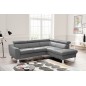 Canapé d'angle en cuir italien de luxe 5 places ASTERO, gris clair, angle droit Canapé d'angle en cuir italien de luxe 5 places ASTERO, gris clair, angle droit