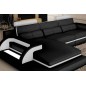 - Canapé d'angle en cuir italien 6 places VINOTI, angle gauche, couleurs noir et blanc - Canapé d'angle en cuir italien 6 places VINOTI, angle gauche, couleurs noir et blanc