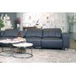 Canapé d'angle relax en cuir de buffle italien de luxe avec 2 relax électriques, 7/8 places, MONTE CARLO, gris foncé et surpiqur