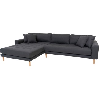 - Canapé d'angle en tissu matelassé de qualité LIMA coloris gris foncé, angle gauche