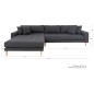 - Canapé d'angle en tissu matelassé de qualité LIMA coloris gris foncé, angle gauche - Canapé d'angle en tissu matelassé de qualité LIMA coloris gris foncé, angle gauche