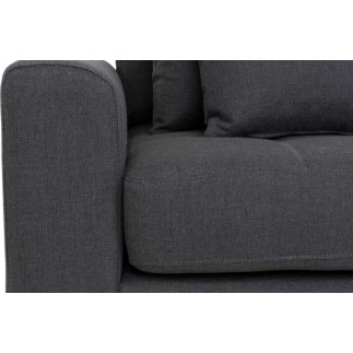 Canapé d'angle en tissu matelassé de qualité LIMA coloris gris foncé, angle droit