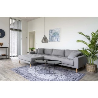 Canapé d'angle en tissu matelassé de qualité LIMA coloris gris clair, angle gauche