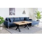 Canapé d'angle en tissu matelassé de qualité LIMA coloris bleu foncé, angle droit Canapé d'angle en tissu matelassé de qualité LIMA coloris bleu foncé, angle droit