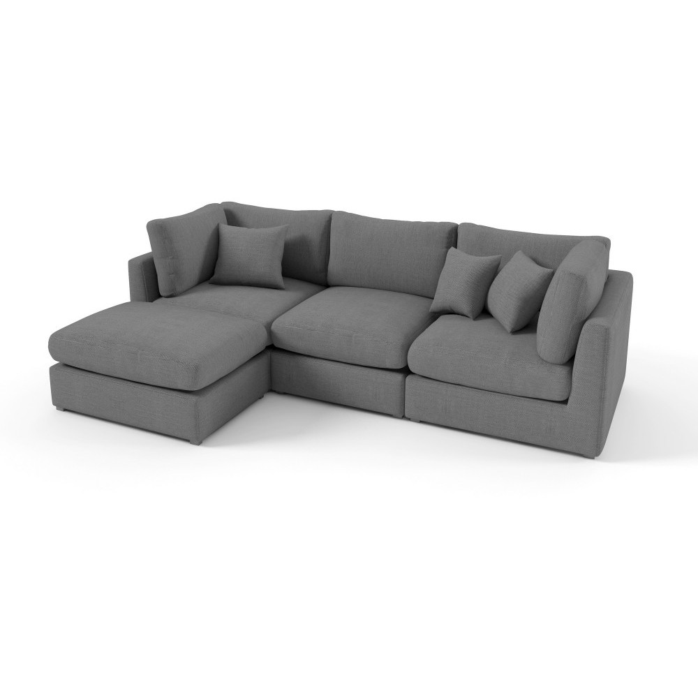 Canapé d'angle en tissu de qualité SANDRO, gris, angle gauche Canapé d'angle en tissu de qualité SANDRO, gris, angle gauche