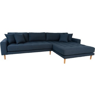Canapé d'angle en tissu matelassé de qualité LIMA coloris bleu foncé, angle droit