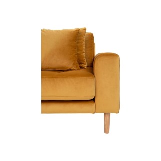 - Canapé d'angle en tissu velours de qualité, LIMA VELOURS, coloris moutarde, angle gauche
