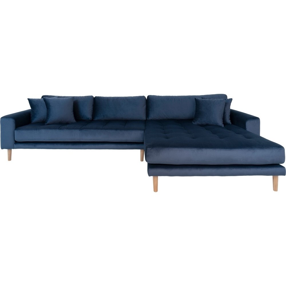 Canapé d'angle en tissu velours de qualité, LIMA VELOURS, coloris bleu foncé, angle droit Canapé d'angle en tissu velours de qualité, LIMA VELOURS, coloris bleu foncé, angle droit