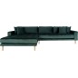Canapé d'angle en tissu velours de qualité, LIMA VELOURS, coloris vert, angle gauche Canapé d'angle en tissu velours de qualité, LIMA VELOURS, coloris vert, angle gauche