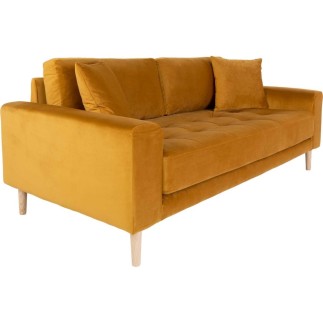 Canapé 2,5 places en tissu velours de qualité LISA VELOURS coloris moutarde