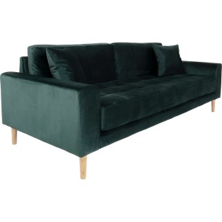 Canapé 3 places en tissu velours de qualité LISA VELOURS coloris vert foncé