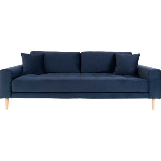 Canapé 3 places en tissu velours de qualité LISA VELOURS coloris bleu foncé