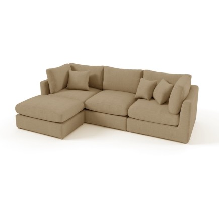 Canapé d'angle en tissu de qualité SANDRO, beige