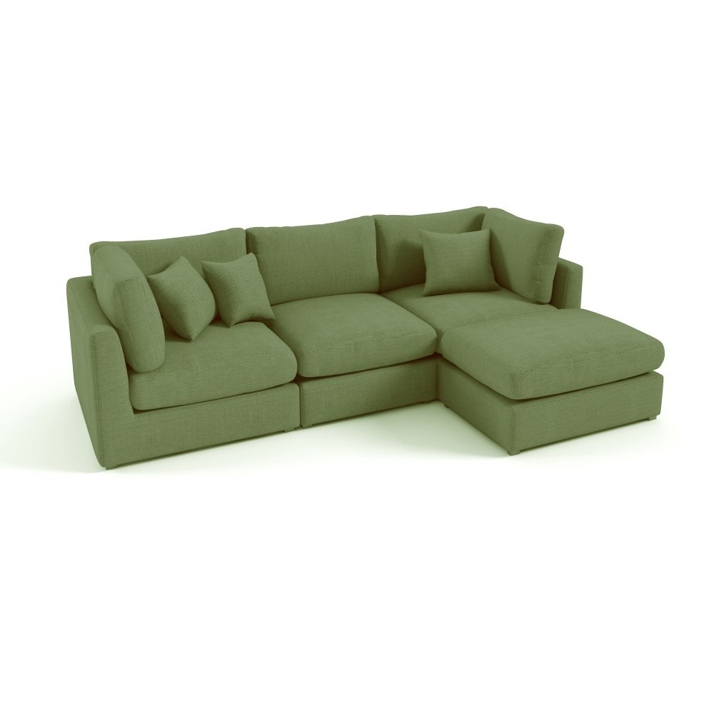 Canapé d'angle en tissu de qualité SANDRO, vert olive, angle droit Canapé d'angle en tissu de qualité SANDRO, vert olive, angle droit