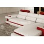 Canapé d'angle en cuir italien 6 places VINOTI, blanc et rouge, angle droit Canapé d'angle en cuir italien 6 places VINOTI, blanc et rouge, angle droit