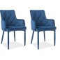 Lot de 2 chaises RICA en tissu velours de qualité, couleur bleu, Bleu foncé Lot de 2 chaises RICA en tissu velours de qualité, couleur bleu, Bleu foncé