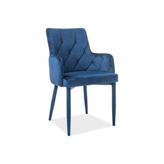 Lot de 2 chaises RICA en tissu velours de qualité, couleur bleu
