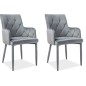 Lot de 2 chaises RICA en tissu velours de qualité, couleur gris Lot de 2 chaises RICA en tissu velours de qualité, couleur gris