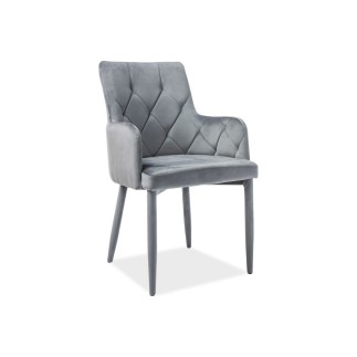 Lot de 2 chaises RICA en tissu velours de qualité, couleur gris