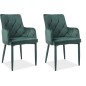 Lot de 2 chaises RICA en tissu velours de qualité, couleur vert, Vert foncé Lot de 2 chaises RICA en tissu velours de qualité, couleur vert, Vert foncé