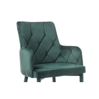 Lot de 2 chaises RICA en tissu velours de qualité, couleur vert, Vert foncé