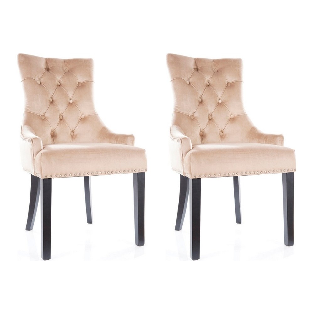 Lot de 2 chaises EDWIN tissu velours de qualité, couleur beige Lot de 2 chaises EDWIN tissu velours de qualité, couleur beige