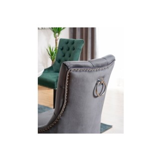 Lot de 2 chaises EDWIN tissu velours de qualité, couleur gris