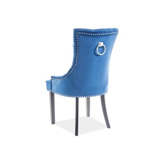 Lot de 2 chaises EDWIN tissu velours de qualité, couleur bleu