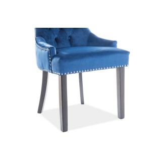 Lot de 2 chaises EDWIN tissu velours de qualité, couleur bleu