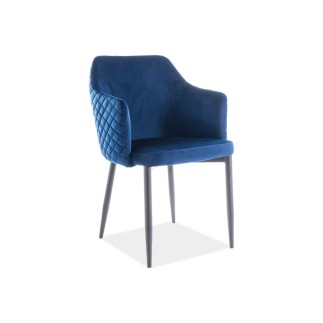 Lot de 2 chaises ASTEN en tissu velours de qualité, couleur bleu