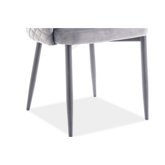Lot de 2 chaises ASTEN en tissu velours de qualité, couleur gris