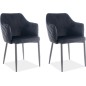 Lot de 2 chaises ASTEN en tissu velours de qualité, couleur noir Lot de 2 chaises ASTEN en tissu velours de qualité, couleur noir
