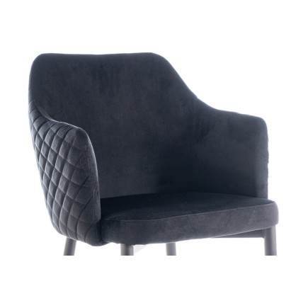 Lot de 2 chaises ASTEN en tissu velours de qualité, couleur noir