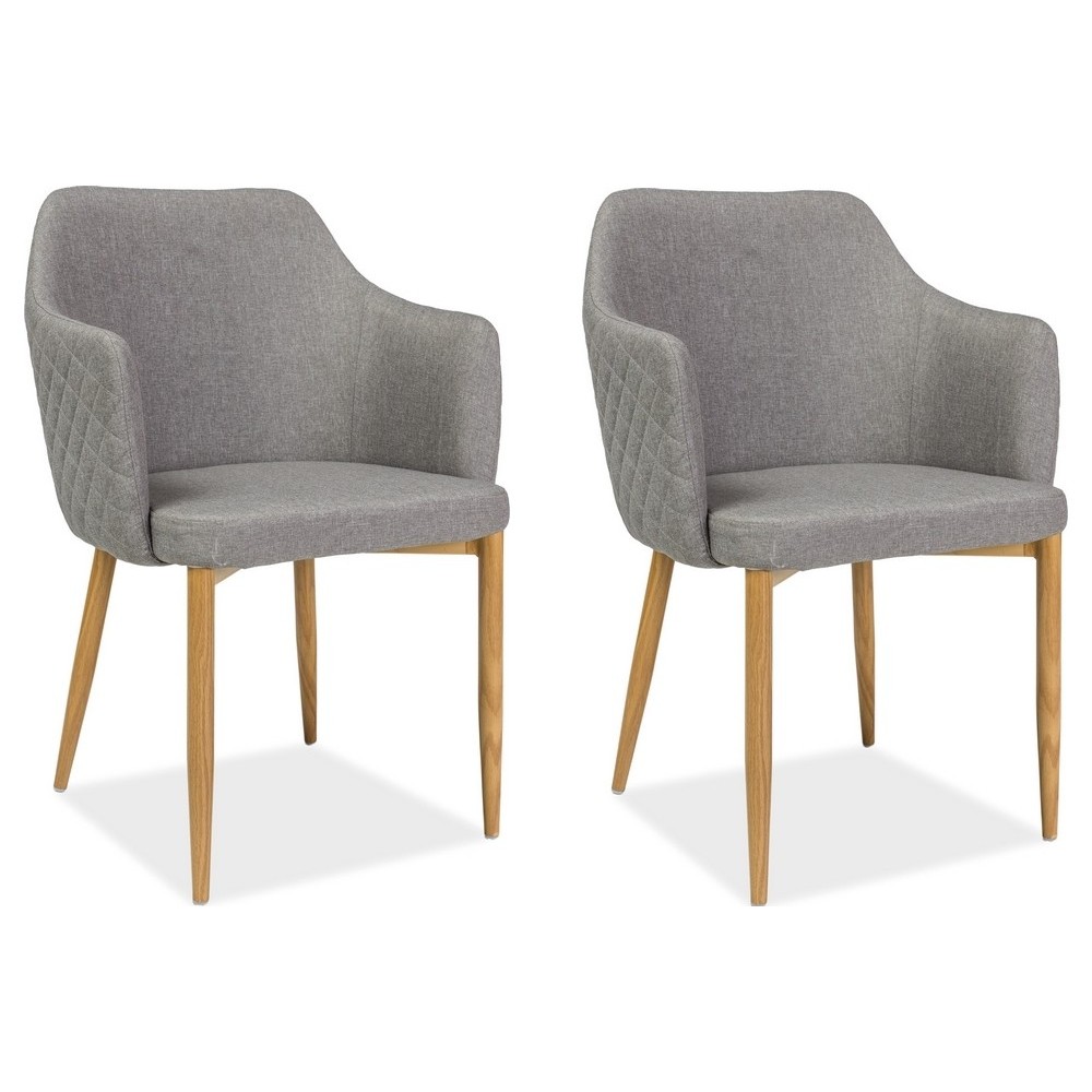 Lot de 2 chaises ASTONA en tissu de qualité, couleur GRIS