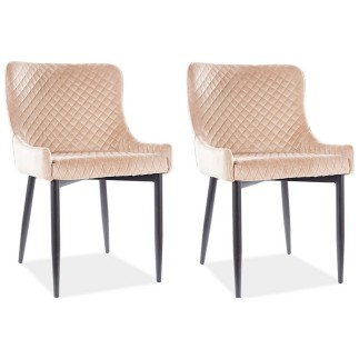 Lot de 2 chaises COLB en tissu velours de qualité, couleur BEIGE