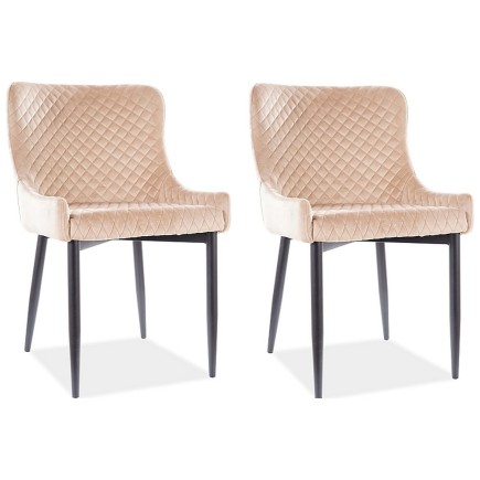 Lot de 2 chaises COLB en tissu velours de qualité, couleur BEIGE