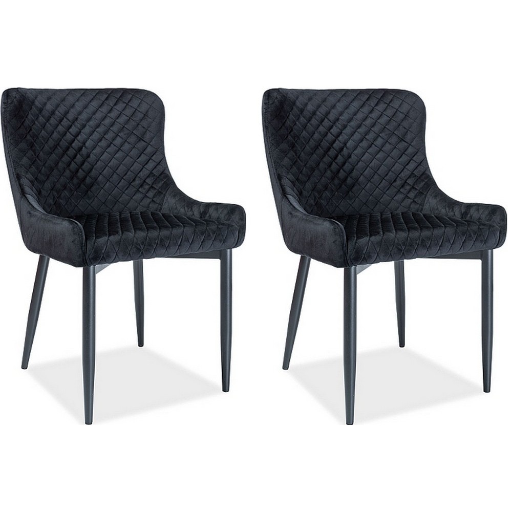 Lot de 2 chaises COLB en tissu velours de qualité, couleur noir Lot de 2 chaises COLB en tissu velours de qualité, couleur noir