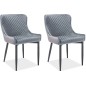 Lot de 2 chaises COLB en tissu velours de qualité, couleur gris Lot de 2 chaises COLB en tissu velours de qualité, couleur gris