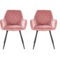 Lot de 2 chaises LINA en tissu velours de qualité, couleur rose vintage Lot de 2 chaises LINA en tissu velours de qualité, couleur rose vintage
